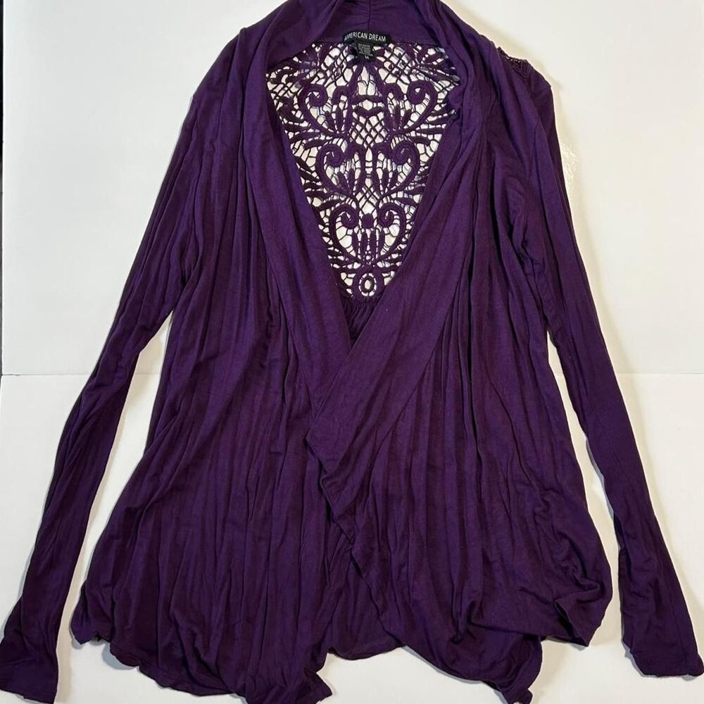 American Dream Women's purple lace long sleeve cardigan